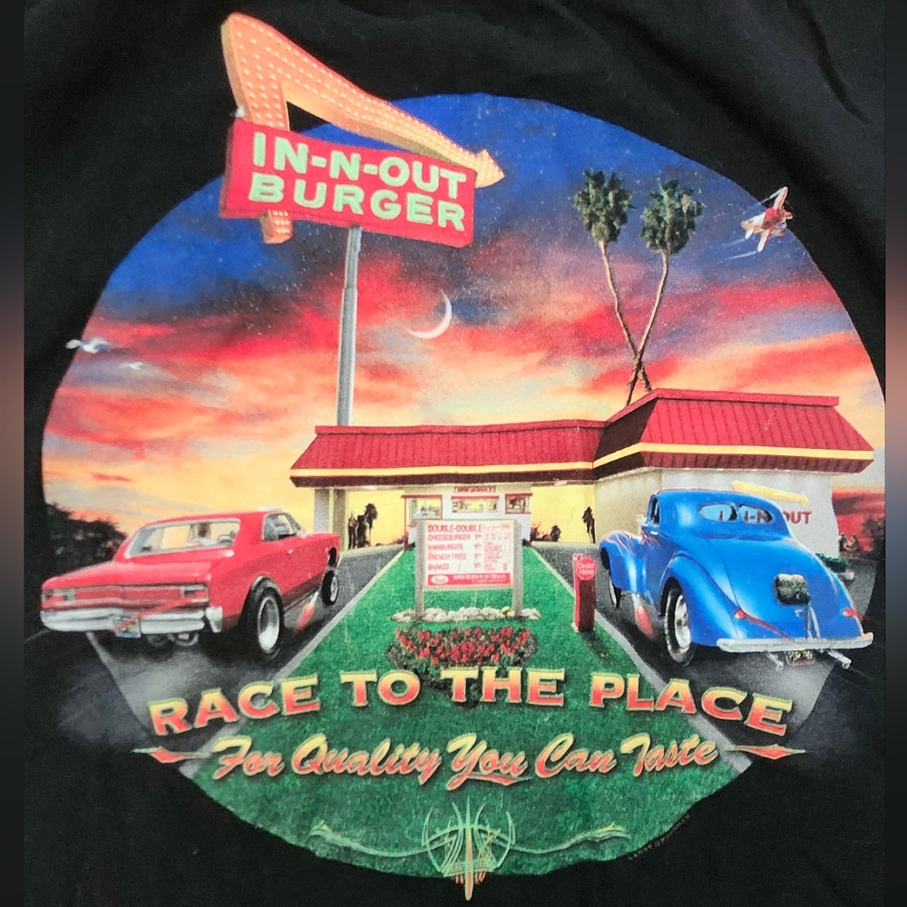 In-N-Out Burger Nevada Graghic T-Shirt - Black Mens Medium Sun Set Palms Trees